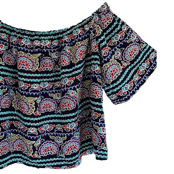 Aqua Romeo & Juliet Embroidered Off Shoulder Top Multi Size M - Picture 3 of 8